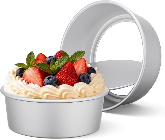 Beasea Cake Pans Removable Bottom, 8 inch Cheesecake Baking Pan Set of 2, Round Movable Cake Pan Aluminum Alloy Mini Cake Pan for Oven Baking by Beasea
