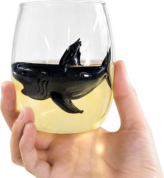 Ocean Themed Shark Hand-Blown Coastal Glassware for Gift | Ocean Themed Octopus Glassware Hand Blown Coastal Stemless Wine Glasses Unique Coastal Decor Gift for Ocean Lovers - Image 8