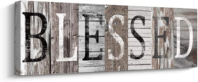 Pinetree Art Blessed Sign Canvas Wall Art Decor Inspirational Motto Canvas Prints (With Solid Wood Inner Frame) (Blessed, 6 x 17 inch) by PinetreeArt