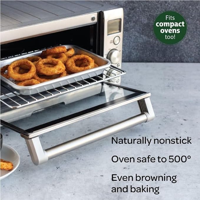 10 x 7 Inch Aluminum Eighth Sheet Pan, Rectangular Heavy Duty Oven Safe Baking Cookie Tray, Commercial Grade Bakeware for Cookies, Small Pastries & Vegetable Roasting - Image 2