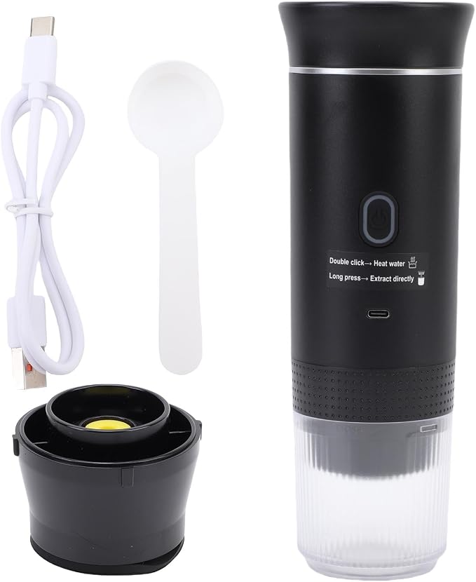 Zunate Portable Capsules Coffee Maker with 20 Bar Pump, 3 in 1 Automatic 72W Ground Coffee Machine for Travel Home Office with 120ML Cup, Gray (Black) - Image 6