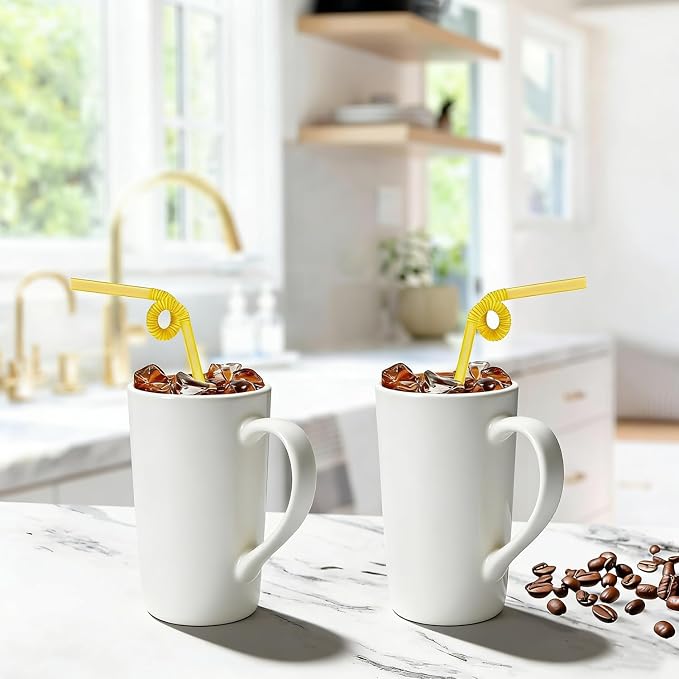 20oz Ceramic Coffee Mugs Set of 2, Large White Coffee Cups with Handle, Microwave and Dishwasher Safe, 20 Ounce Stoneware Tea Mugs for Home and Office, Gift for Coffee Lovers - Image 5