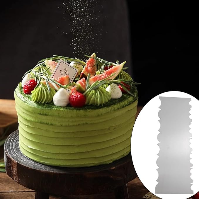 8.6 Inch Stainless Steel Cake Scraper Metal Scraper for Cake Smoother Leveler Scraper Cake Decorating Comb Cake Cutter for Mousse Butter Cream (Style 3)