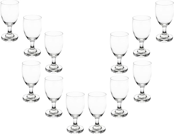 Water Glasses Set of 12 – 10 Ounce Modern Cocktail Goblets, Perfect Drinking Glasses for Wine, Cocktails and More – Elegant Glassware for Parties and Daily Use by GiftsPlaza