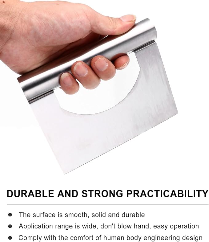 VOSAREA Stainless Steel Dough Cutter with Creative Design Handle for Scraping Dough and Baking Scrapers, Kitchen Chopper Tool for Flat Cooking and Pastry Preparation - Image 5
