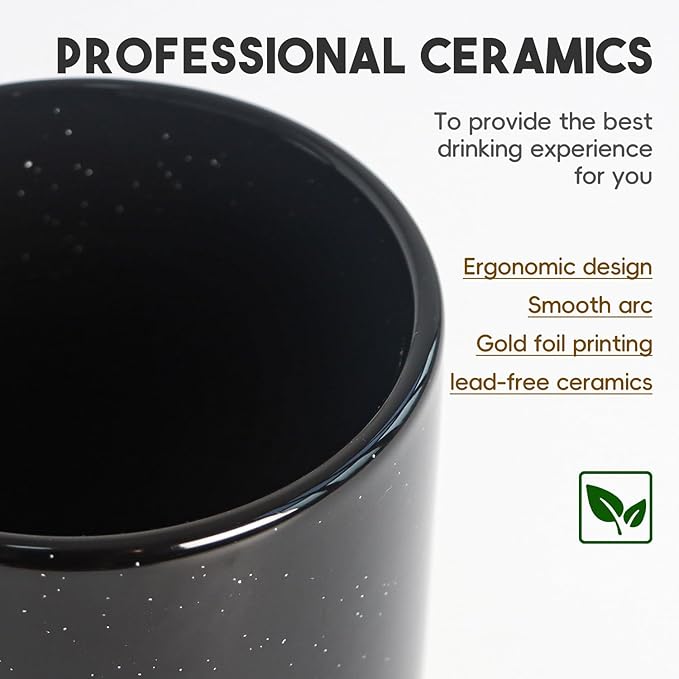 harebe 20 OZ Large Coffee Mug, Ceramic Tea Cup for Office and Home, Big Capacity with Handle, Microwave & Dishwasher Safe Cups for Men Women Mug Lovers, Black - Image 5