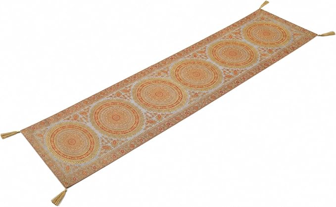 Indian Handmade Traditional Table Runner 72 x 16 Inch, Mandala Design Decorative Cloth with Tassels, Grey Ethnic Dining Runner for Kitchen, Wedding, Birthday Party and Festive Decor - Image 5