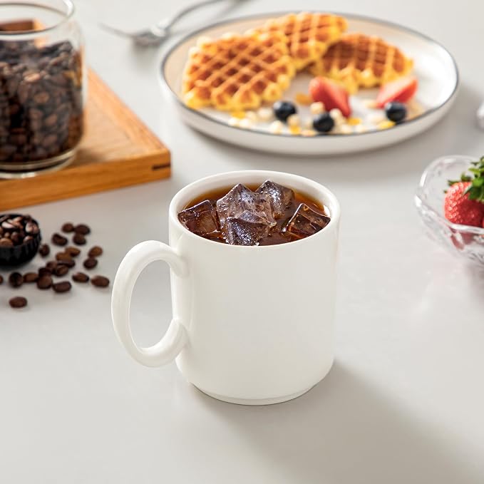 vancasso Porcelain Coffee Mugs Set of 6, 16 oz Coffee Cups for Latte, Cappuccino, Tea & Hot Cocoa, Modern Minimalist Mug Set for Home & Office, Microwave & Dishwasher Safe, White - Image 7