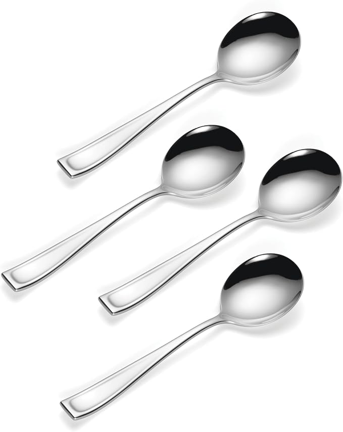 Oneida Moda Soup Spoons Silverware Set for 4, Flatware | Mirror finish, dishwasher safe | great for soup, cutlery set, utensil set, rust resistant, kitchen essentials - Image 2