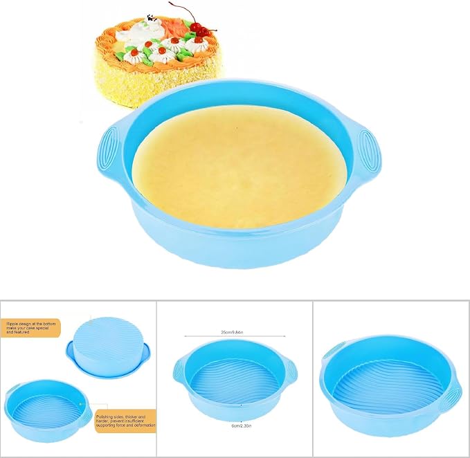 Silicone Cake Mold Round Shape Baking Pan for Oven and Microwave Food Grade Silicone Material in Green Pink Gray Blue 9 Inch Size (Blue) - Image 8