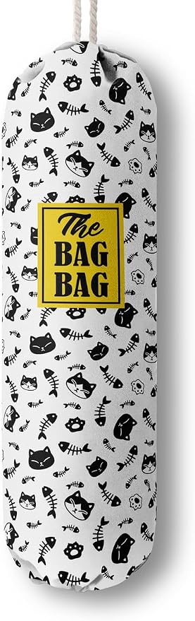Grocery Bags Holder Organizer For Shopping Bags, Wall Mount Plastic Bags Storage Container Dispensers, Pet Lovers Home Kitchen Bags, The Bag Bag Grocery Bag Holder, Gifts For Women Cat Mom Dad (G-38) by HiLus