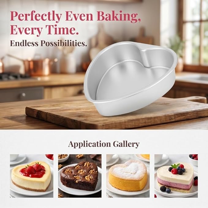 Heart Shape Cake Pan, Anodized Aluminum Alloy 8 in Tall Loose Base Silver Chiffon Mousse Sponge Dessert Baking Mould for Wedding Birthday Anniversary - Image 4