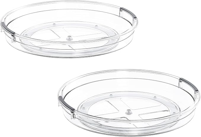 LAMU 2 Pack 10.6in Lazy Susan Organizer Turntable for Cabinet, Clear Lazy Susan for Refrigerator Rotating Organizer for Fridge, Kitchen, Pantry, Countertop, Bathroom, Medicine Cabinet Organizer - Image 8