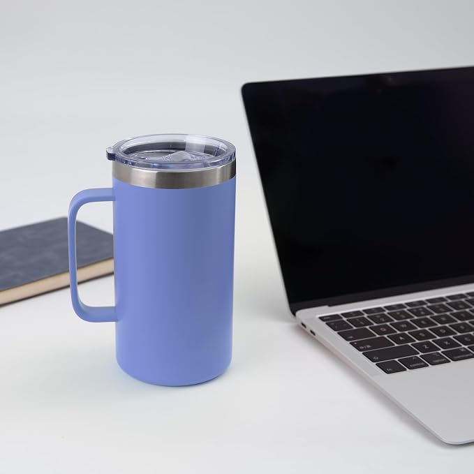 DOMICARE 24oz Mug with Handle and Lid, Stainless Steel Coffee Mug, Reusable Insulated Cup, Travel Mug with Handle, Double Wall Vacuum Coffee Tumbler for Men and Women, Blue, Pack 1 - Image 6