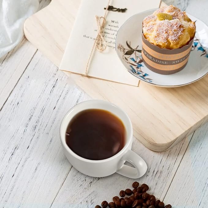 homEdge Mini Porcelain Espresso Cup, 3 Ounces / 90 ml Tiny Coffee Mugs Demitasse for Espresso, Tea- Set of 6, Light Gray