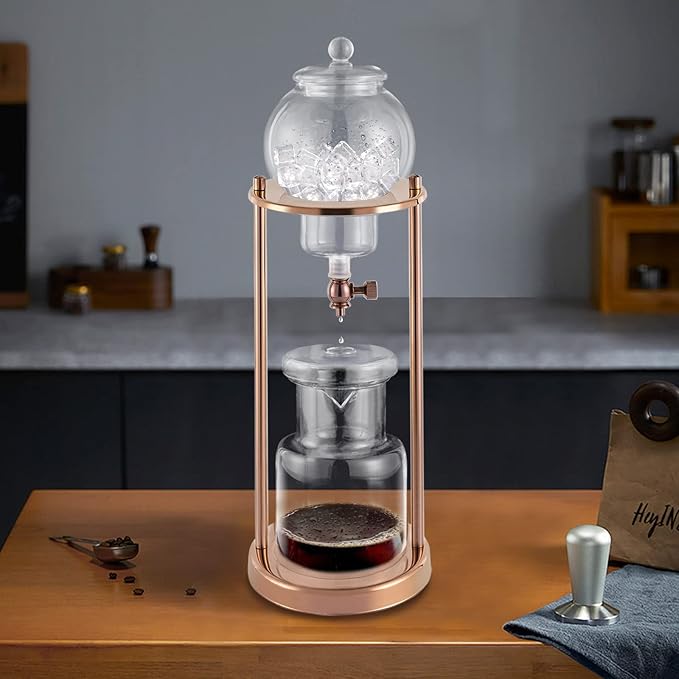 Cold Brew Coffee Maker, Iced Coffee Cold Brew Drip Tower, 20.29oz Capacity and Built-In Filter, Precise Drip Control, for Home, Gatherings, Office, Cafe