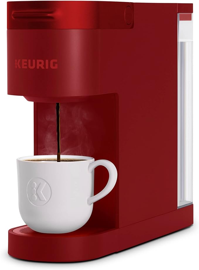 Keurig K- Slim Single Serve K-Cup Pod Coffee Maker, with 3 Brew Sizes, Multistream Technology, 46oz Removable Reservoir, Scarlet Red | 3 Brew Sizes, Multistream Technology, Removable Reservoir, Scarlet by Keurig