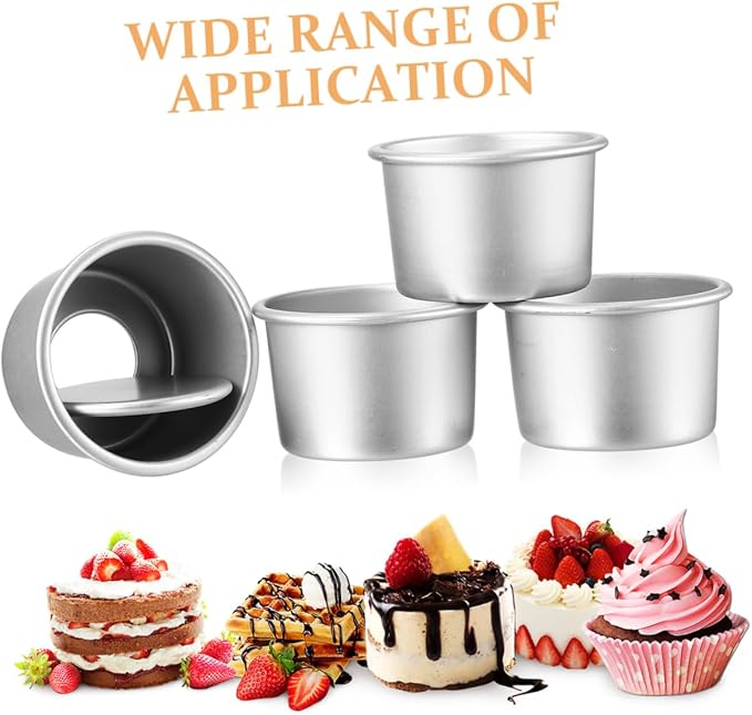 Ciieeo 6-Piece Removable Bottom Round Cake Pans Set 2-Inch Aluminum Alloy Baking Tins for Mini Cakes Nonstick Easy Clean Suitable for Home Baking - Image 9
