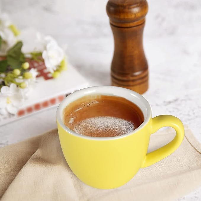 homEdge Mini Porcelain Espresso Cup, 3 Ounces / 90 ml Tiny Coffee Mugs Demitasse for Espresso, Tea- Yellow