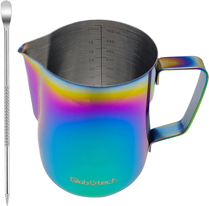 Frother Cup Stainless-steel Steam Pitcher – Espresso Accessories Milk frothing Pitcher Coffee Froth Jug Latte Art Steamer Pitcher 20 Oz Multicolor 600ml