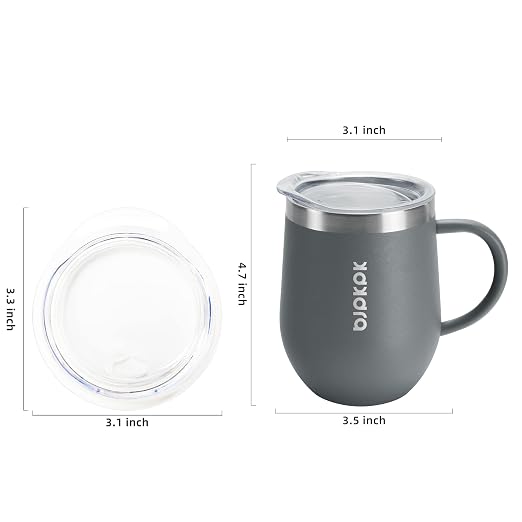 BJPKPK 2PCS Insulated Coffee Mug with Lid, 12oz Stainless Steel Tumbler | Travel Coffee Mug with Handle, Vacuum Insulated Tumbler Cup for Camping, Office, Home, BPA Free Lid, Hot & Cold - Image 3