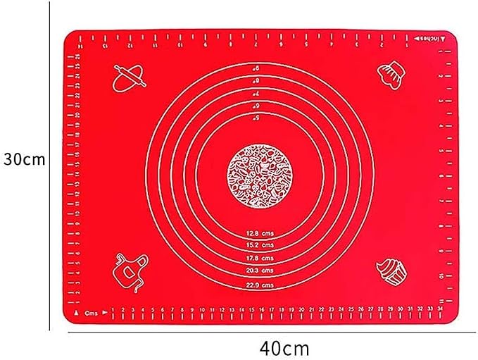 Silicone Rolling Mat 30x40cm Non- With Measurements(Red) | Rolling Mat Dough, Bread and Pizza, Reusable Kitchen Tool Home Bakers, Blue - Image 2