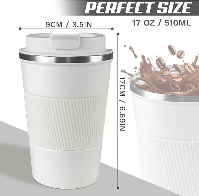 Vacuum Insulated Stainless Steel Travel Coffee Mug,Leak Proof Cup with Lid | 304 stainless steel mug with vacuum insulation, leak proof lid, silicone grip and car cup holder friendly design - Image 4