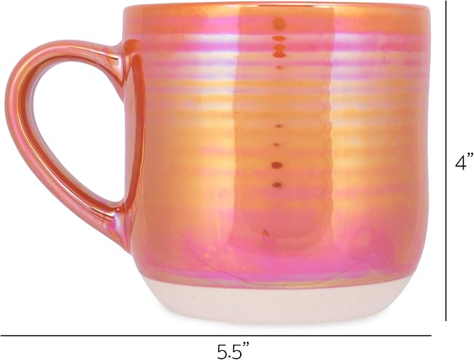 Elanze Designs Glossy Reactive Glaze Large 17 Fluid Ounce Everyday Kitchen Food Grade Ceramic Stoneware Coffee Mug Cup with Comfort Curved Handles, Set of 4, Burnt Orange - Image 5