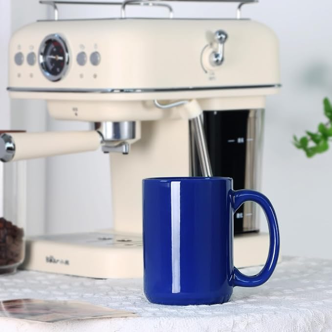 16 OZ Coffee Mug, Classic Blank Ceramic Cup with Large Handle for Tea Latte Cappuccino, Blue - Image 5