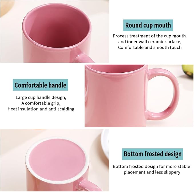 Evanda Coffee Mugs Set of 6 Pieces 12oz, Ceramic Cups with Handle for Latte, Hot Tea, Cappuccino, Mocha, Cocoa, Milk, Dishwasher Safe, Mutil Colors - Image 8