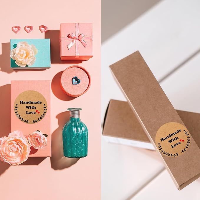 100-1000 Pcs Kraft Custom Sticker Labels Round Customized Labels Wreath Designs Personalized Stickers for Food Jars Gift Essential Oil Bottles Storage Bins(Kraft Paper 10) - Image 3