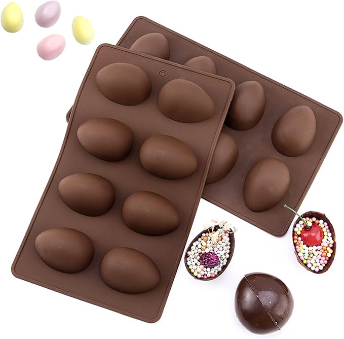 2 Pcs Silicone Egg Shaped Silicone Molds, Easter Mold Jelly Biscuits Chocolate Candy Baking Mold for Easter Theme Party Decoration by SEIHDHIK