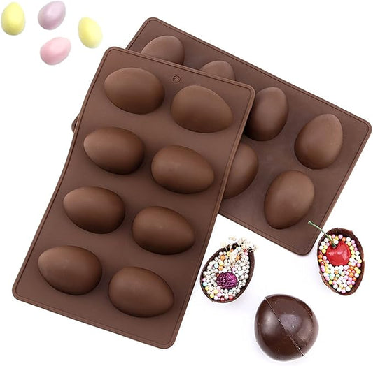 2 Pcs Silicone Egg Shaped Silicone Molds, Easter Mold Jelly Biscuits Chocolate Candy Baking Mold for Easter Theme Party Decoration by SEIHDHIK