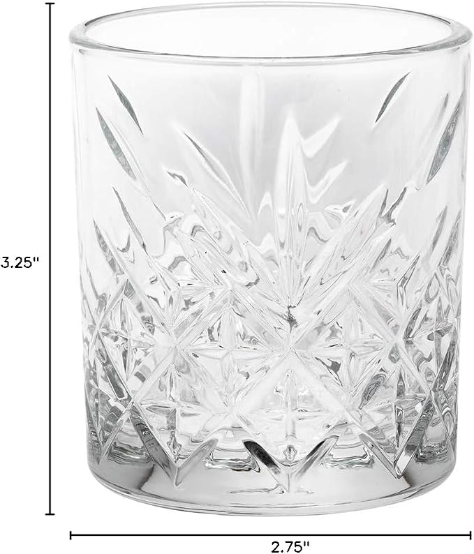 Restaurantware Timeless 7 Ounce Rocks Glasses 12 Rolled Rim Crystal Old Fashioned Glasses - Etched Design Made From Lead-Free Glass Clear Glass Crystal Cut Glasses Dishwashable - Image 4
