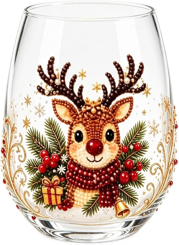3D Christmas Glass Art Cup, Luxury Raised Holiday Glassware Collection | Cute Festive Stemless Wine Glasses,Artistic Holiday Table Ornaments,Perfect Christmas Home Decor Gifts for Various Beverages - Image 2
