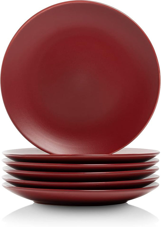 10 Strawberry Street Wazee Matte 8.25" Coupe Salad Plate, Set of 6, Red by 10StrawberryStreet