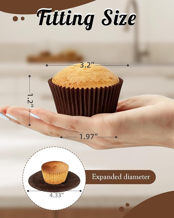 700 Count Coffee Cupcake Liners - Greaseproof Muffin Baking Cups, 2 Inch | Non-Stick, Disposable Muffin Liners — Hold Cupcakes, Muffins, Desserts & Nuts for Parties, Weddings and Birthdays - Image 2