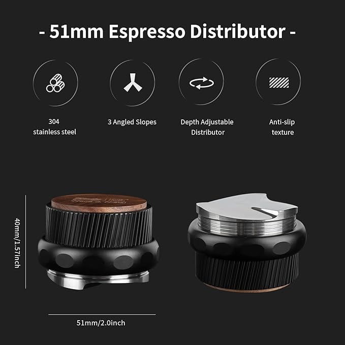 Bincoo 51mm Espresso Distribution Tool,Adjustable Depth Coffee Distribution-Espresso Coffee Leveler Tool for Bottomless Portafilter-Barista Espresso Accessories (51MM)