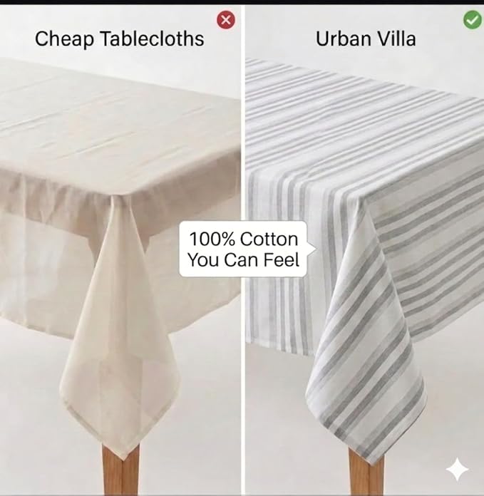 Urban Villa Tablecloth Cotton Tabletop 60x102 (8-10 Seats) CurtisStripes - Image 3