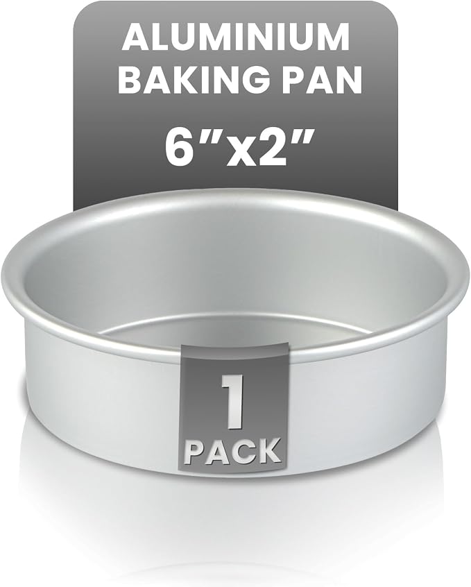 Restaurantware Aluminum Straight-Sided Cake Pan - Pack of 1 - Met Lux 6 x 2 Inches Round Baking Tin, Greaseproof, Even-Heating, Freezable - Anodized Aluminum Round Cake Pan Ideal For Baking by Restaurantware