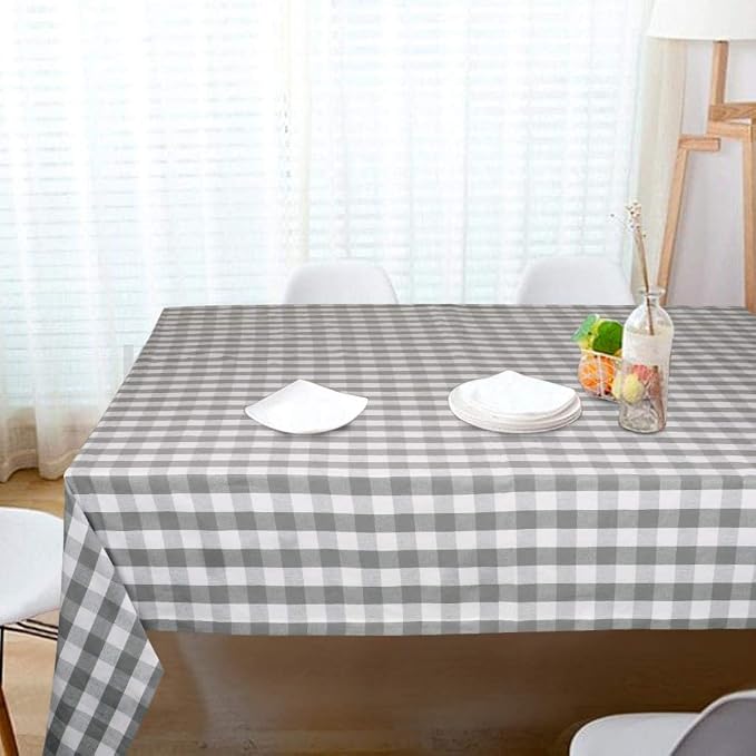 Urban Villa Tablecloth Cotton Tabletop 60x84 (6-8 Seats) Grey Checks - Image 5