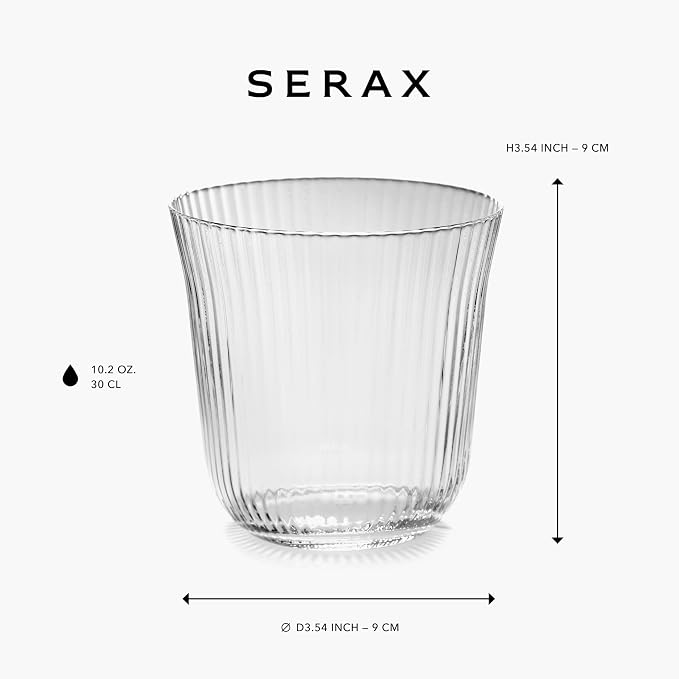 Serax Large Whiskey Glasses Drinking Set of 4 | Inku Glassware by Sergio Herman | Clear Glass Tumbler Cups without Lids | Home Essentials, Cocktail Glasses | Whisky, Beer, Juice, Water - Image 3