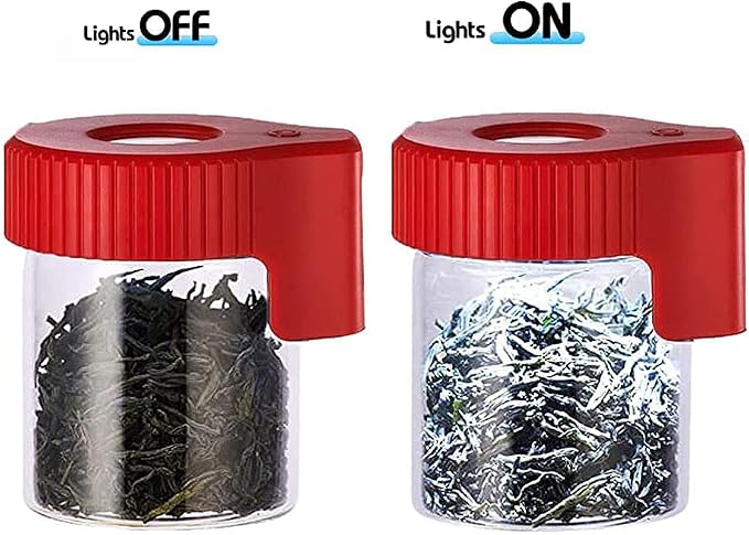 Led Transparent Glass Seal Storage Jar, Light-Up Magnifying Ornamental Glass Bottle（Red） - Image 2