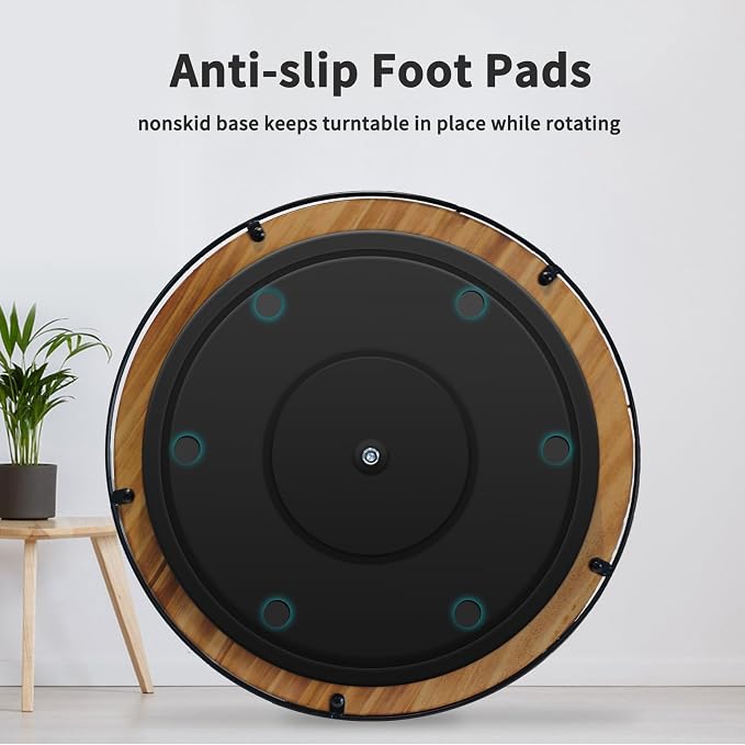 Lazy Susan Turntable Organizer for Cabinet Pantry Kitchen Countertop Refrigerator Cupboard, Pine Wood (Carbonized Black, 14“) - Image 3