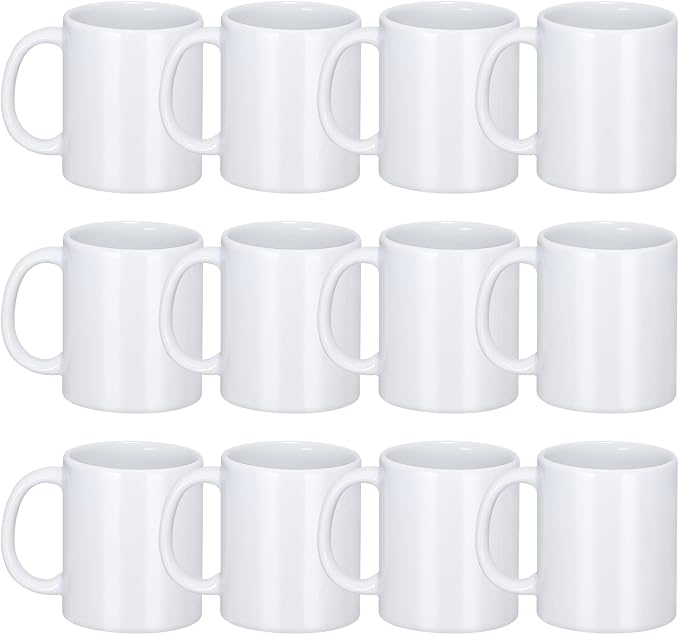 DANALLAN Sublimation Mugs, Premium Coffee Mugs Set of 12 White Ceramic Sublimation Cups 11 oz Christmas Coffee Mug for Soup Tea Milk Latte Hot Chocolate by DANALLAN