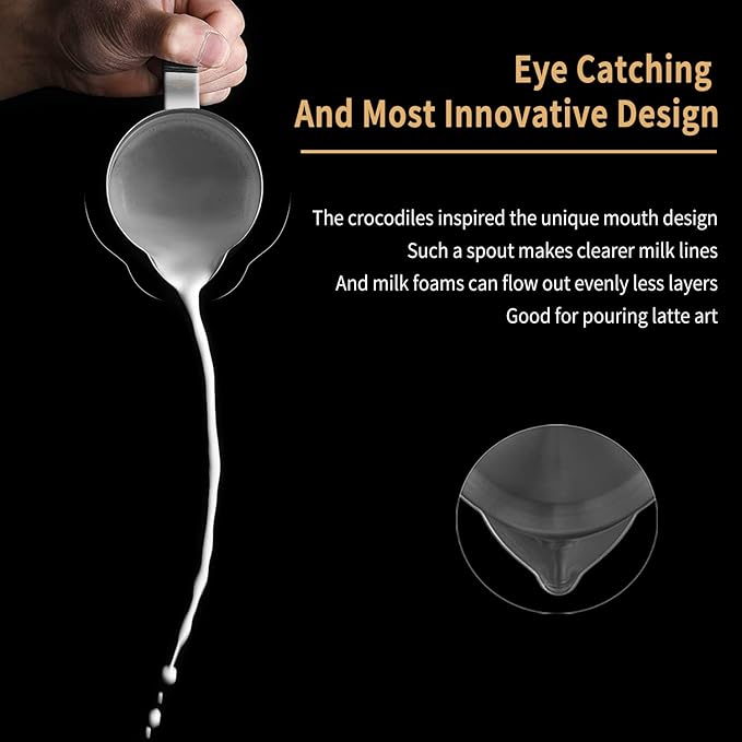 MHW-3BOMBER Espresso Steaming Pitcher Milk Frothing Pitcher Stainless Steel Milk Coffee Cappuccino Latte Art Barista Cup 16.9oz/500ml (Glossy), P5002S