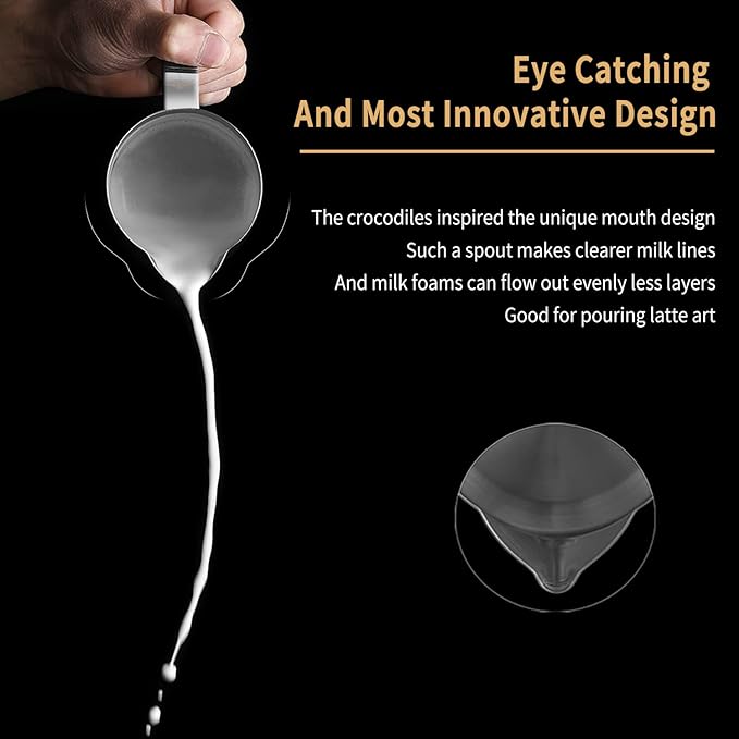 MHW-3BOMBER Espresso Steaming Pitcher Milk Frothing Pitcher Stainless Steel Milk Coffee Cappuccino Latte Art Barista Cup 13.5oz/400ml (Glossy), P5001S