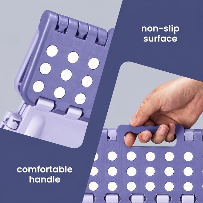 ACSTEP Foldable Step Stool for Adults 13 Inch, 300 lbs, Purple | Lightweight Stepping Stool with Handle and Non-Slip Surface, for Reaching Kitchen Cabinets, Bathroom Shelves and Closets - Image 7