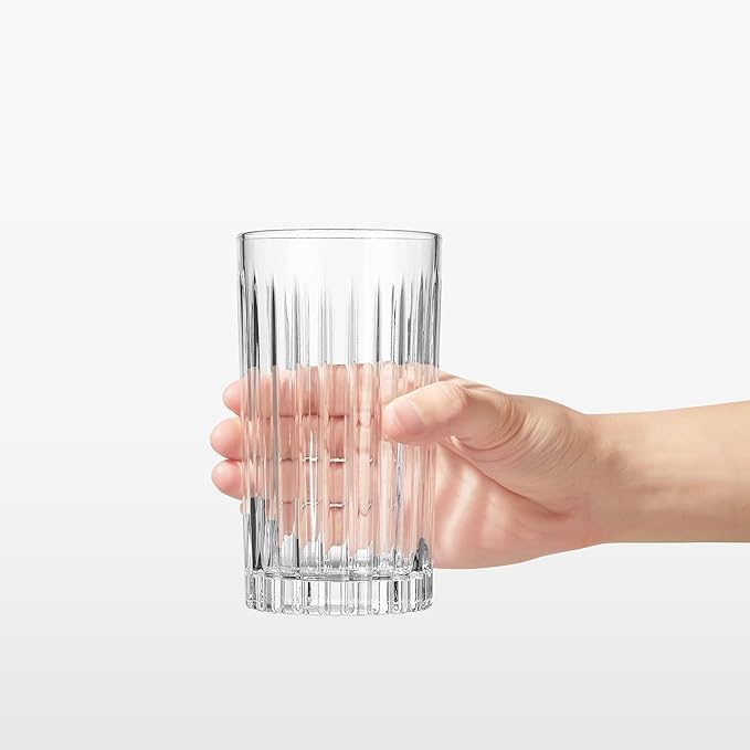 Royalrose Premium VertiLine 13.5oz Highball Glasses Set of 6 (Tall glasses) | Heavy Tall Glass Sets. Lead-Free Crystal Drinking Glasses. Water Glasses, Mojito Glass Cups, and Mixed Drink Cocktail Glasses - Image 2