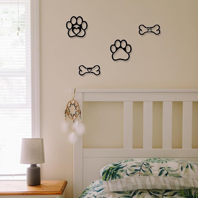 4 PCS Dog Wall Art - Paw & Bone Decor for Dog Lovers' Home - Image 6